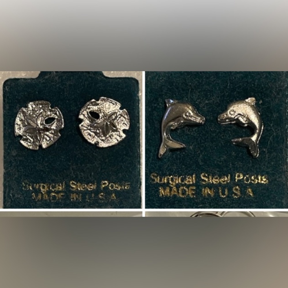 Silver sand dollar and dolphin  earrings NWT